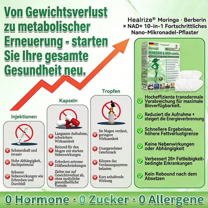 [Nur noch 10 Minuten!] Healrize® Moringa Berberinex NAD+ 10-in-1 Nano-Mikronadel-Patch (Nur einmal täglich, sichtbare Veränderungen in 7 Tagen) ✅ Für Übergewicht, lockere Haut, Diabetes, Schlafapnoe, Gelenkprobleme und mehr